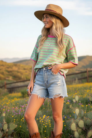 Laid Back Stripe Top in Mint