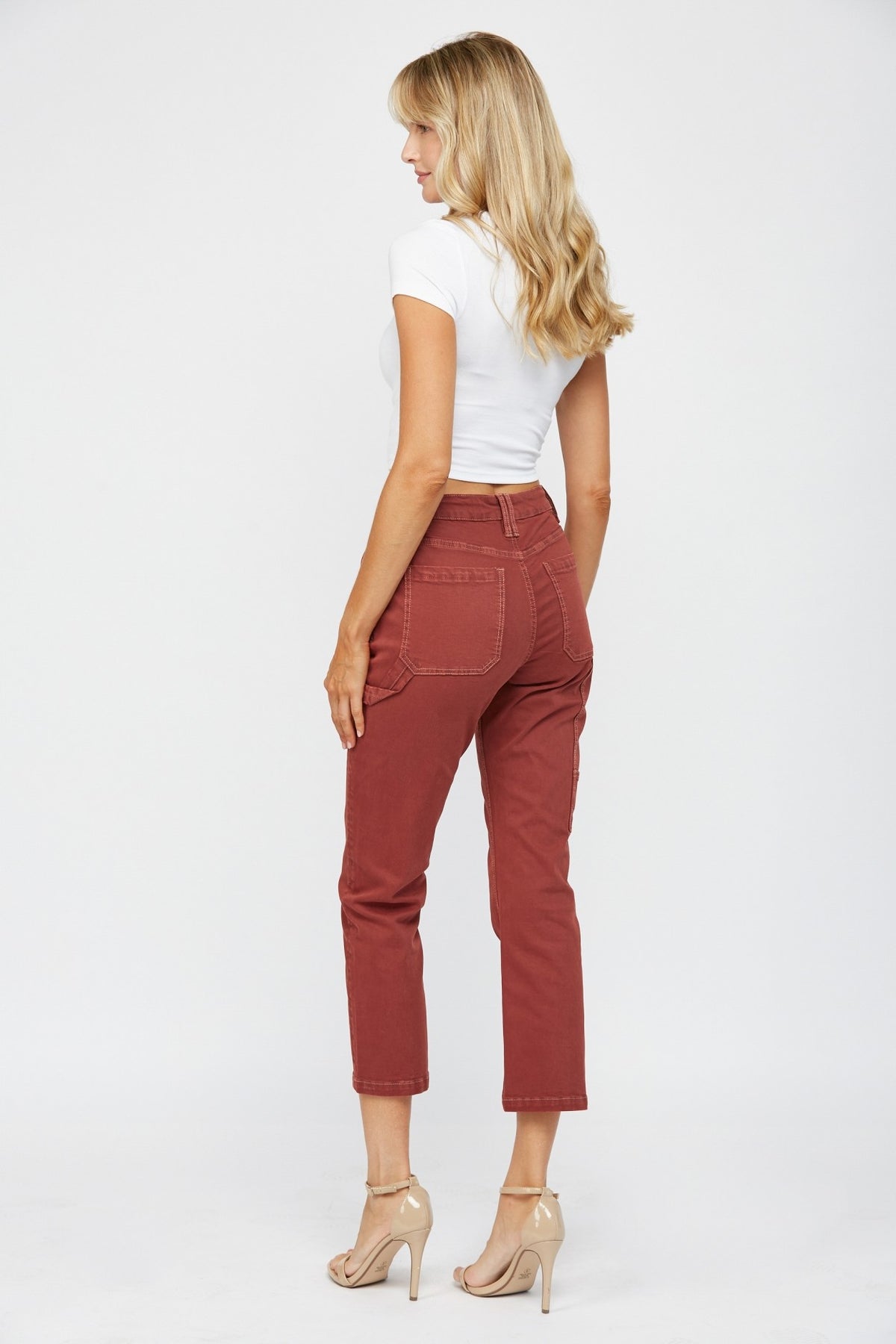 Working Hard Mica Crop Denim in Dark Rust