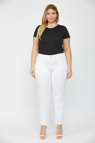 Tonwen Mica Midrise Ankle Jeans in White