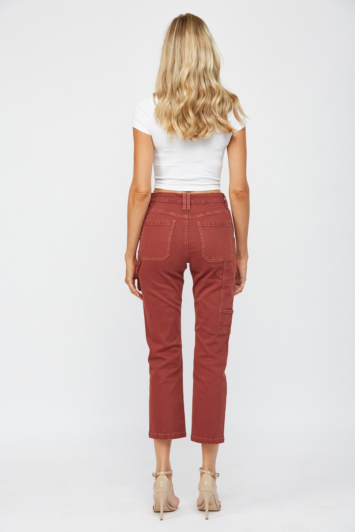 Working Hard Mica Crop Denim in Dark Rust