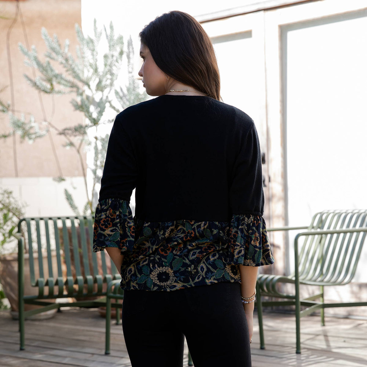 Forever In Flowers Cardigan in Black