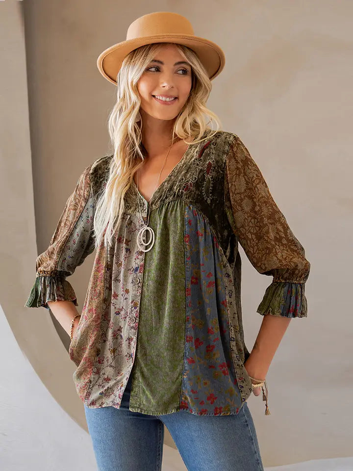 Boho Tapestry Patchwork Top