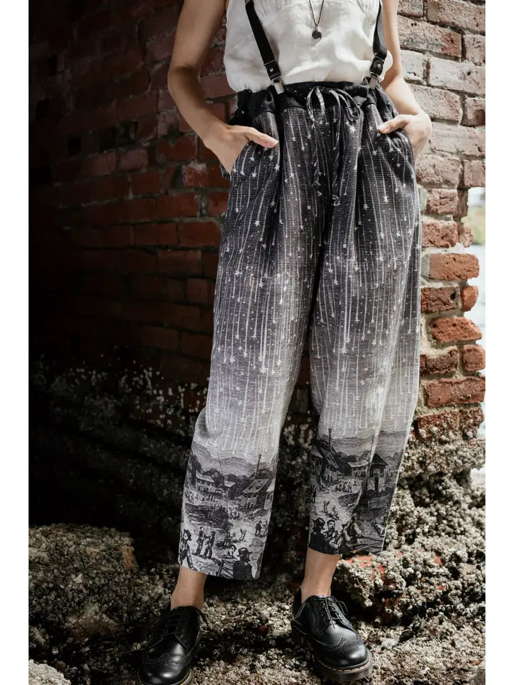 Stargazer Falling Star Linen Cropped Pants