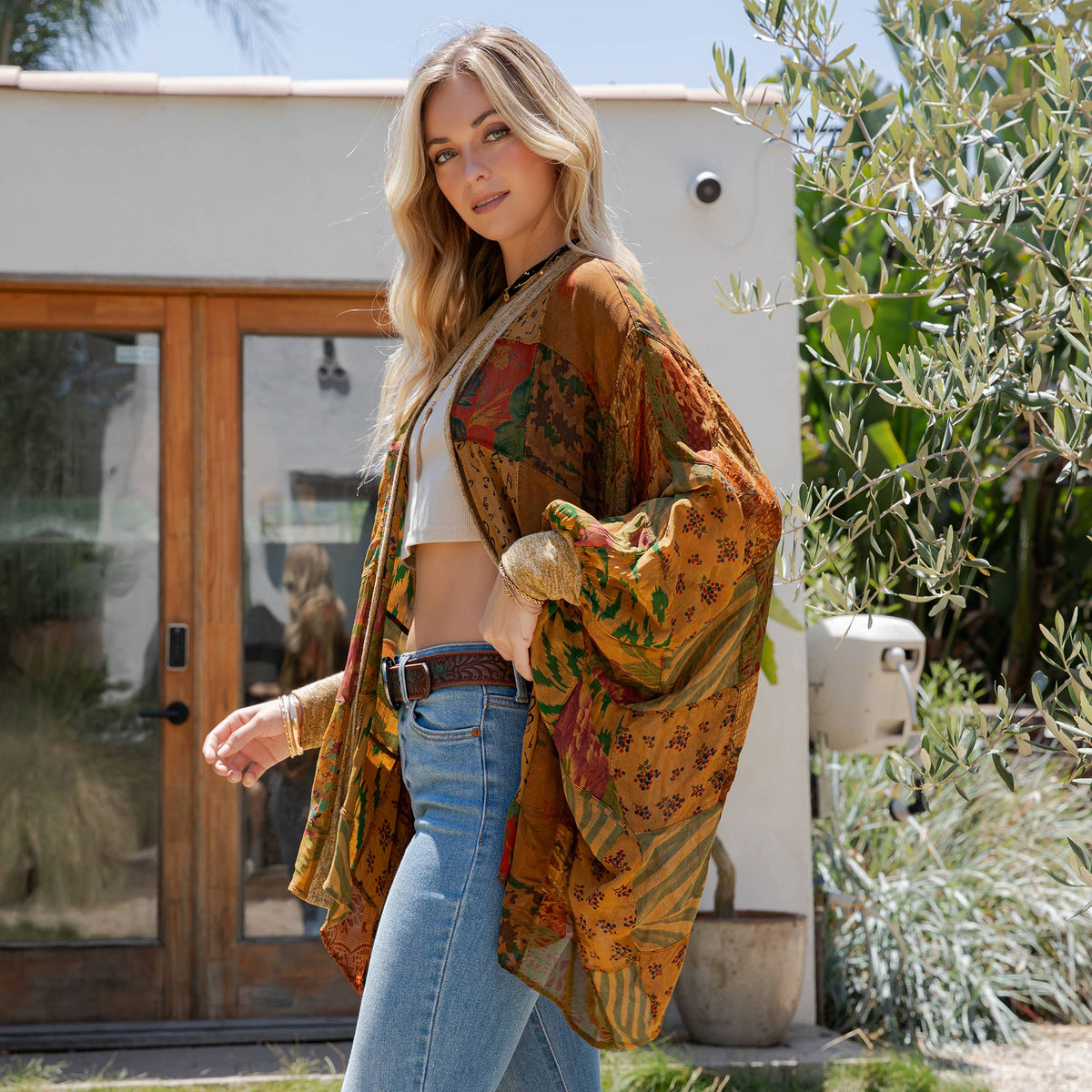 Patchwork Poet Kimono in Marigold