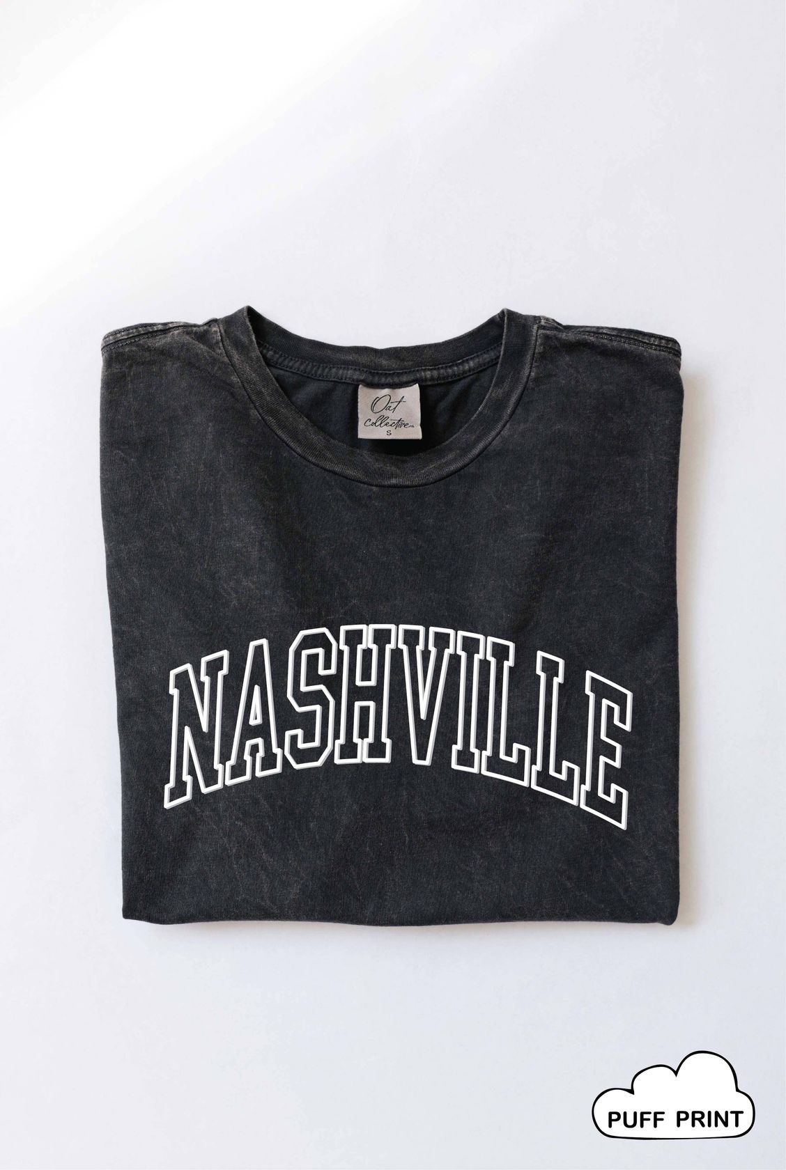 Nashville Puffy Tshirt in Black Mineral Wash