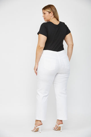 Tonwen Mica Midrise Ankle Jeans in White