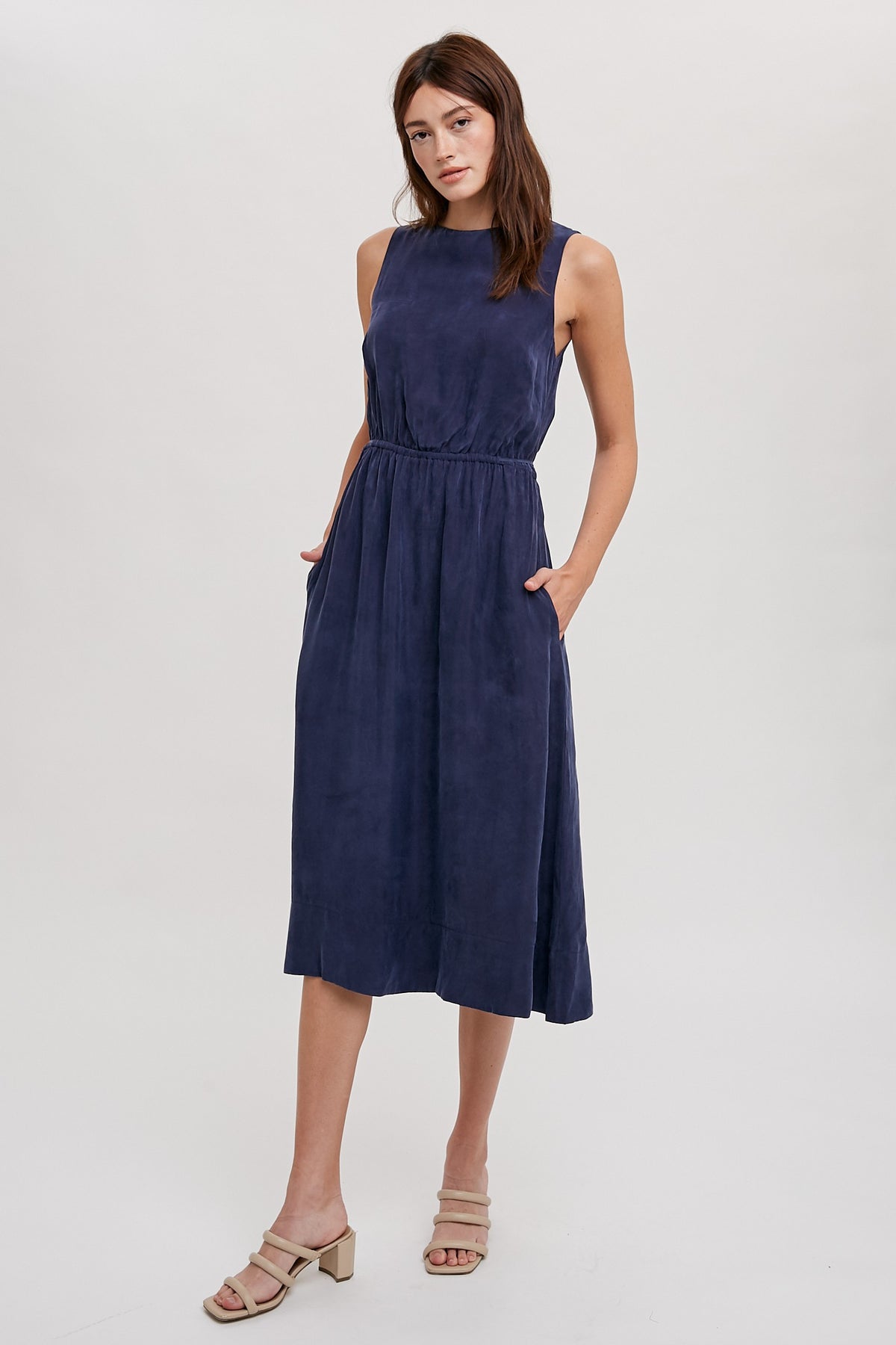 Evening Haze Midi Dress in Navy