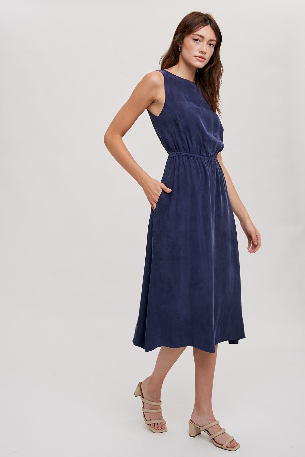 Evening Haze Midi Dress in Navy