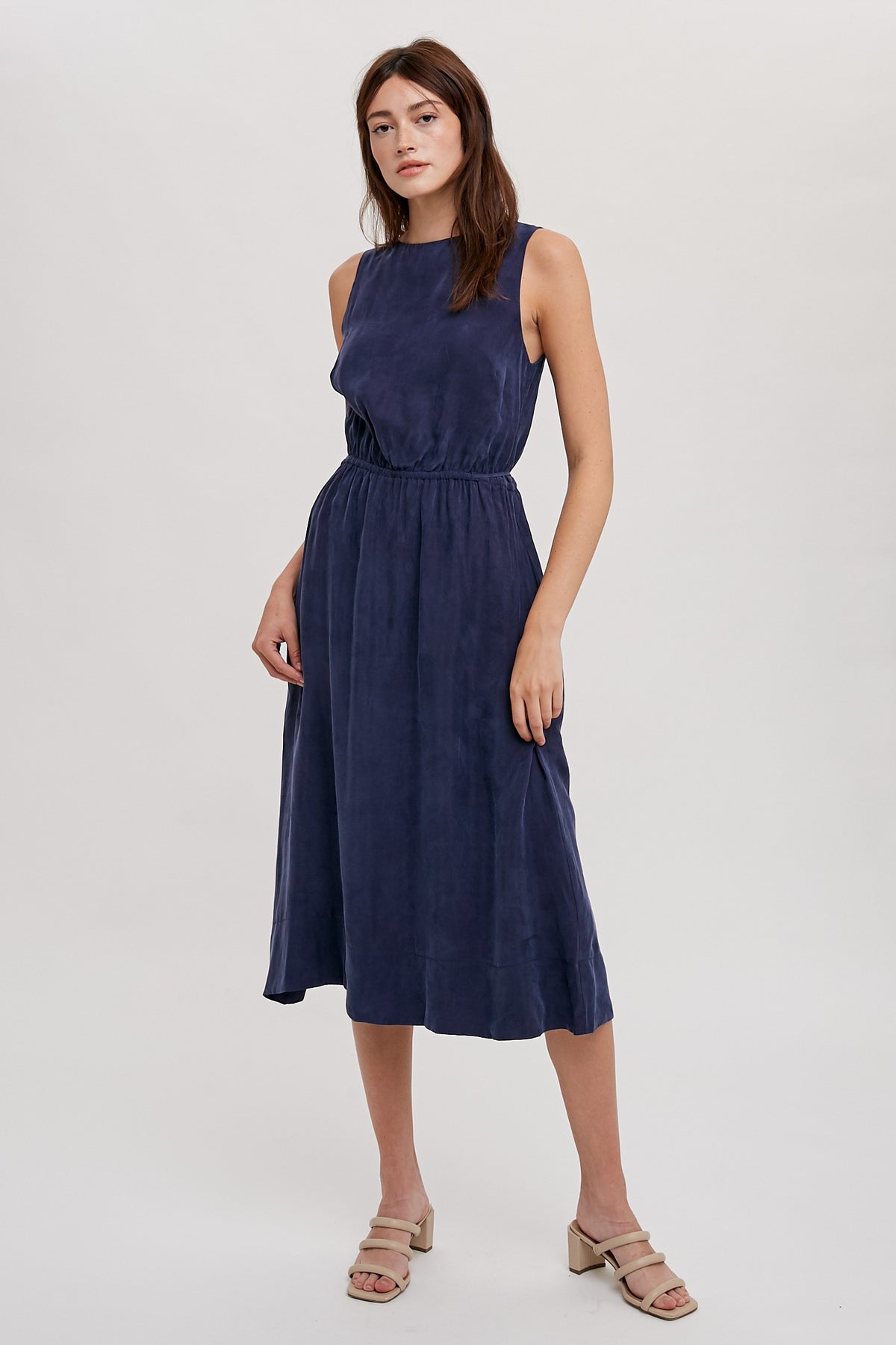 Evening Haze Midi Dress in Navy