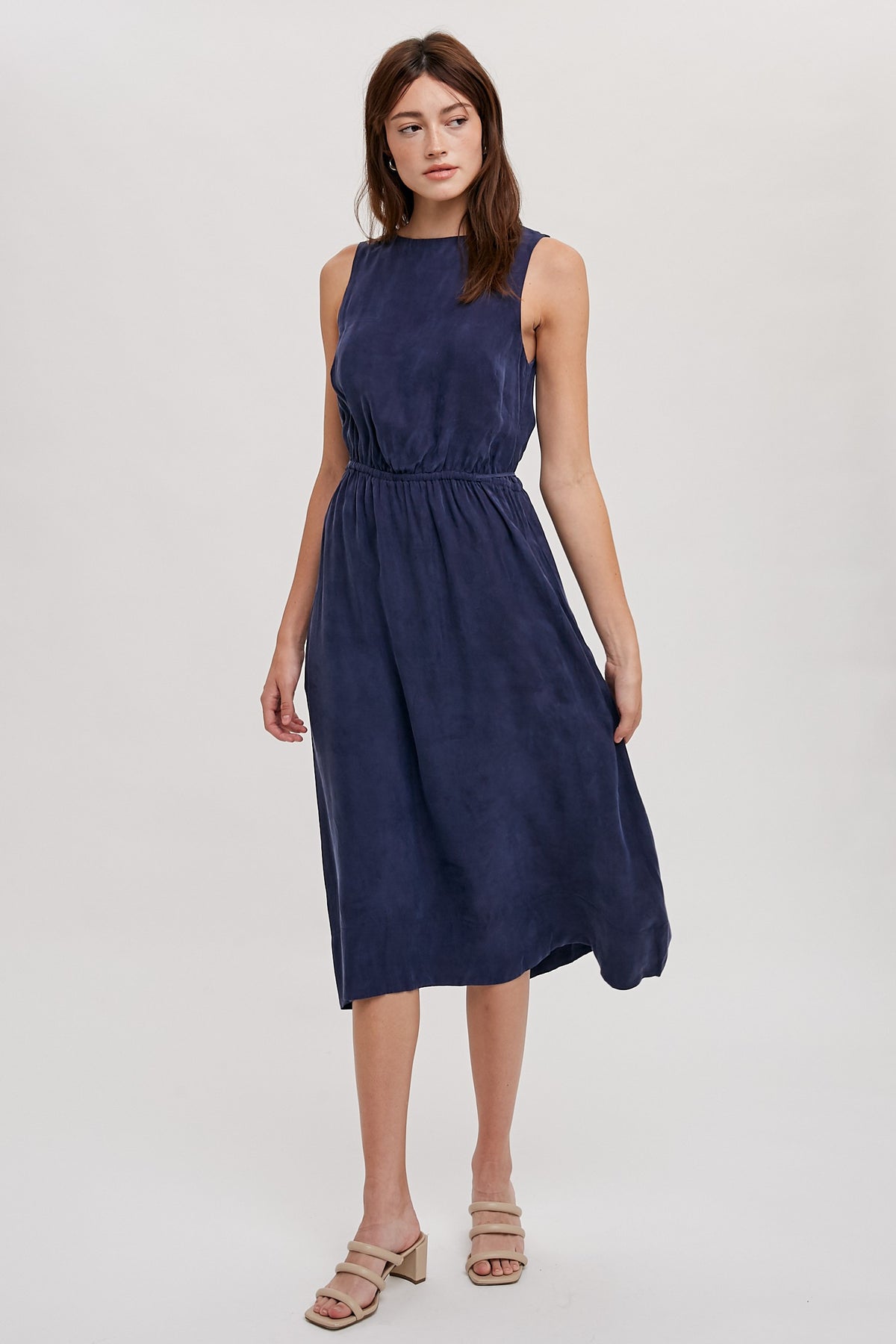 Evening Haze Midi Dress in Navy