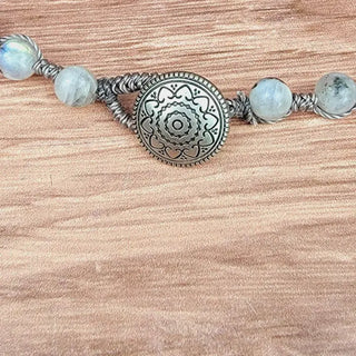 Mother of Pearl Flower Tibetan Pendant Beaded Necklace