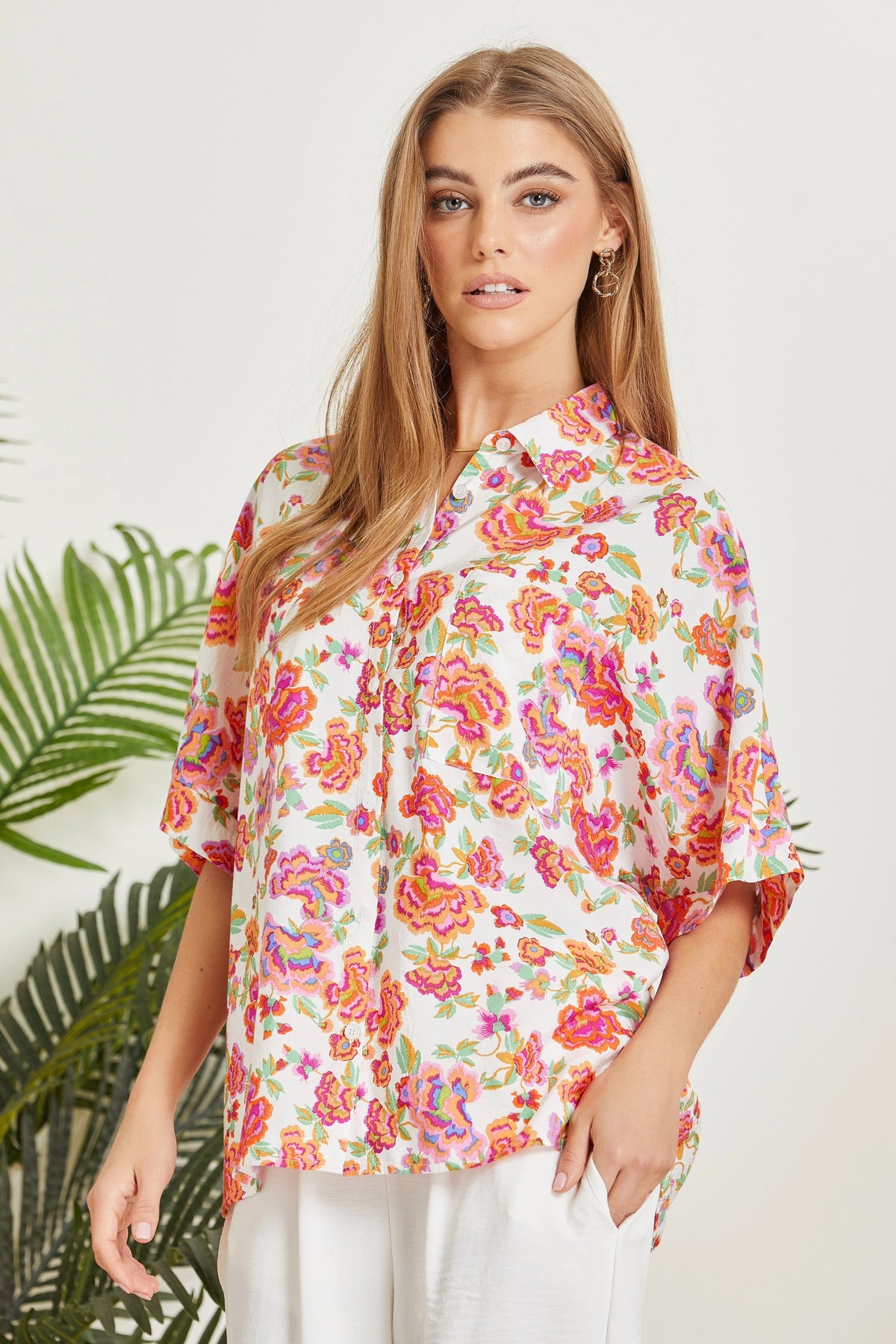 Exotic Sunset Floral Print Top