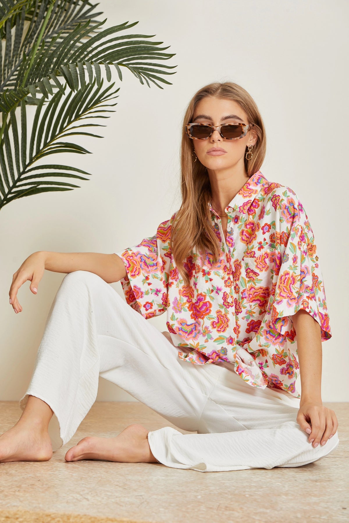 Exotic Sunset Floral Print Top