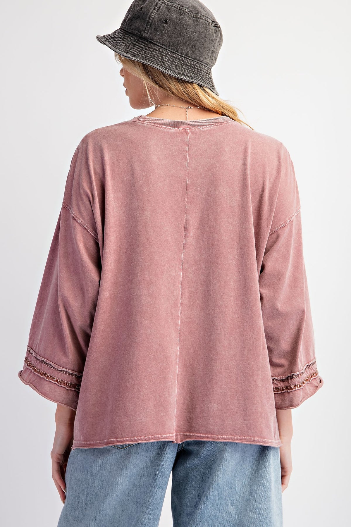 Keep The Peace Patchwork Top in Mauve