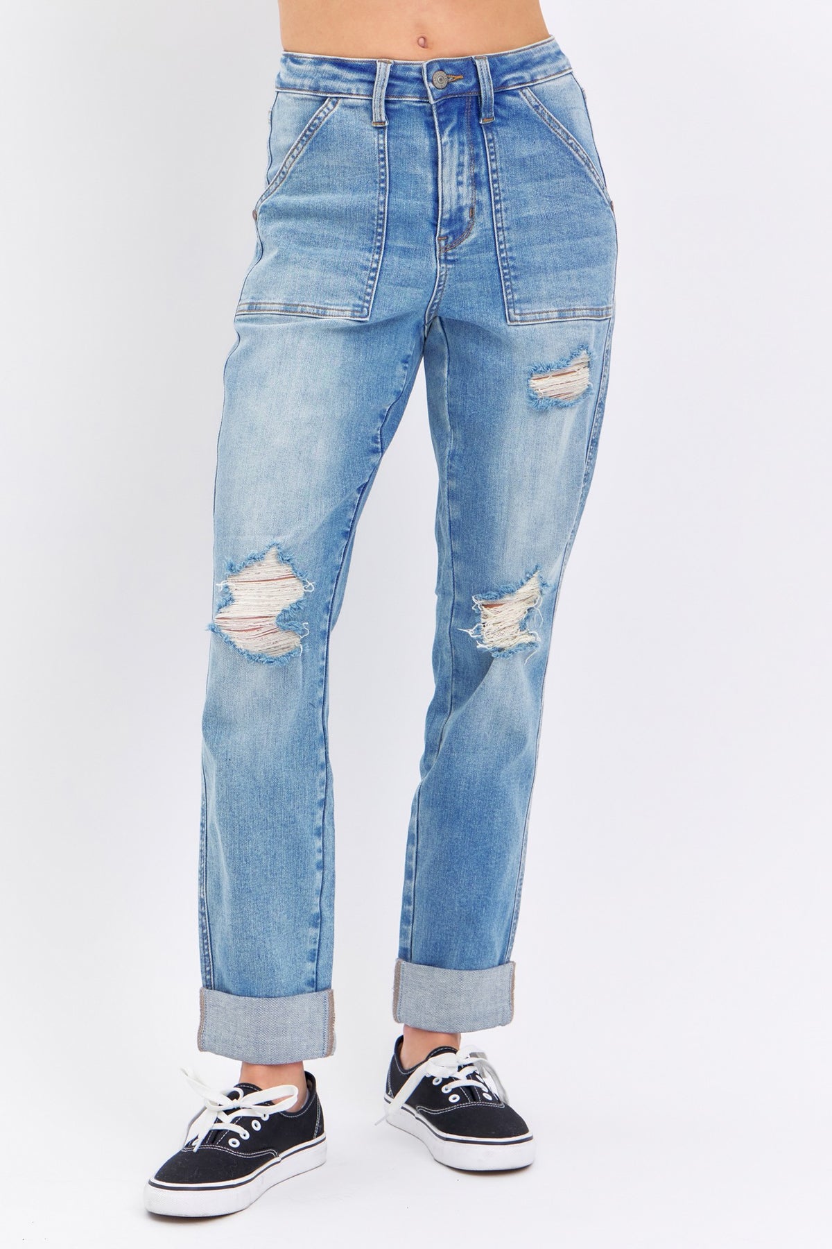 Pockets &amp; Patch Boyfriend Judy Blue Jeans