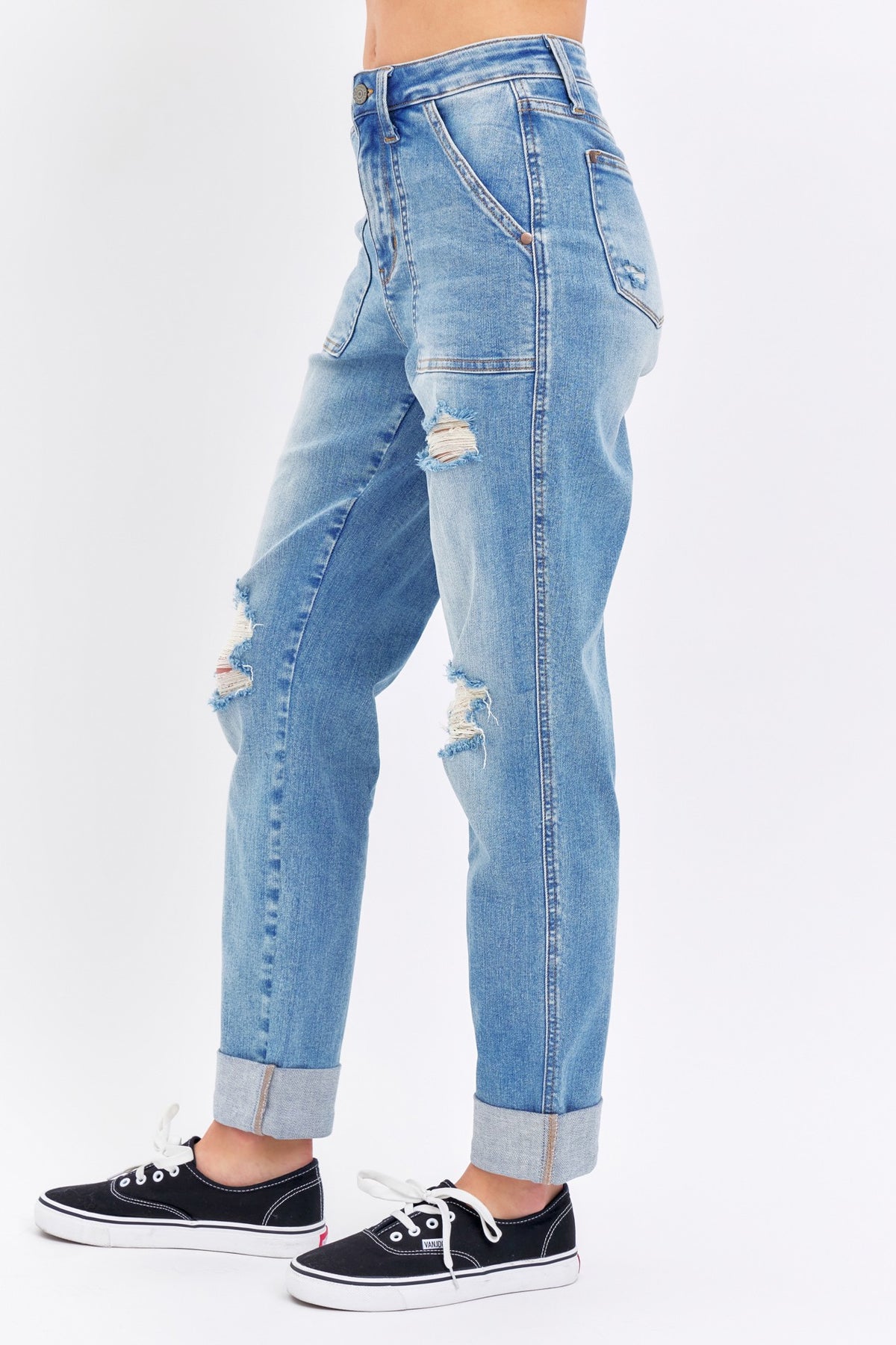 Pockets &amp; Patch Boyfriend Judy Blue Jeans