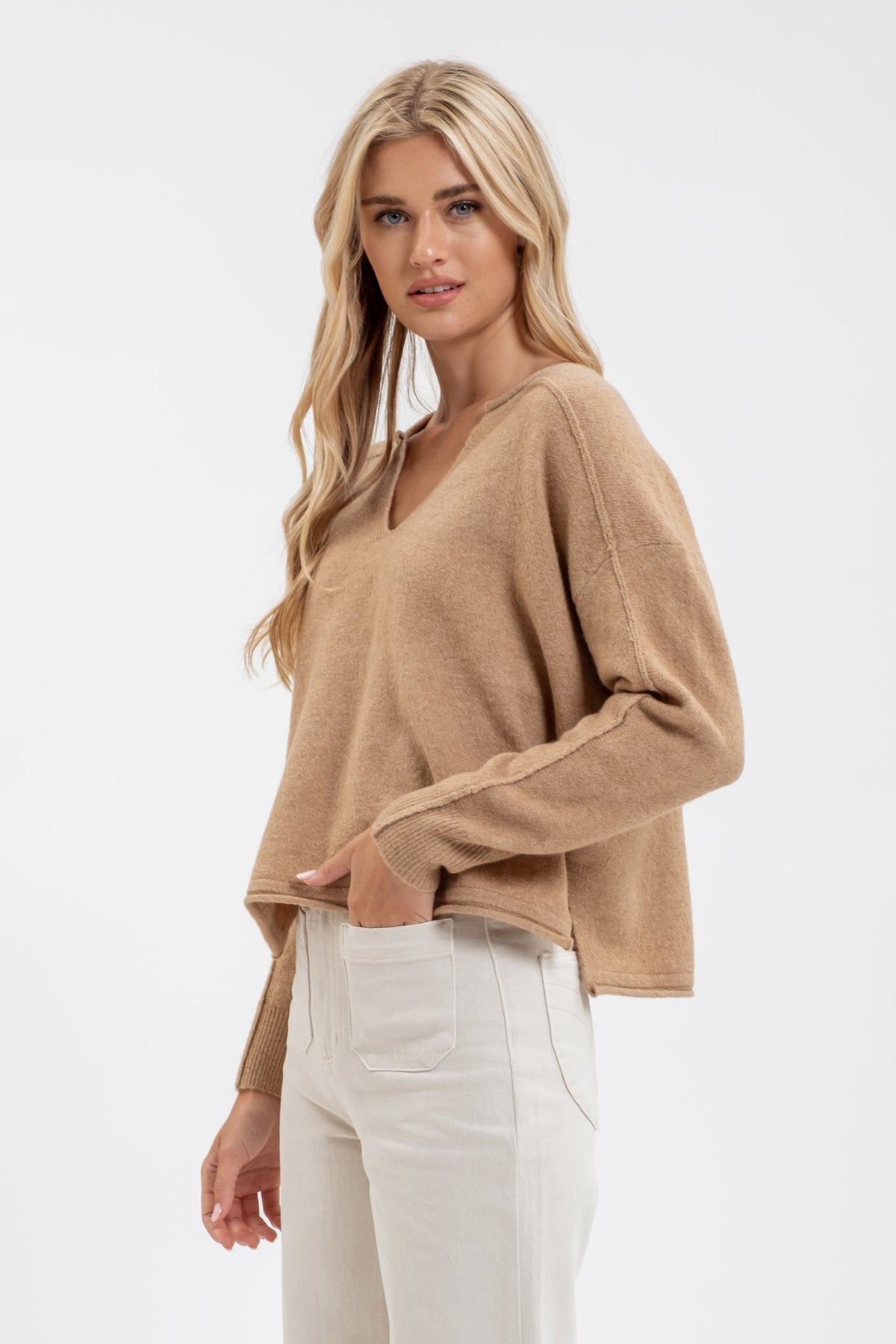 Cozy Cutout Sweater in Almond