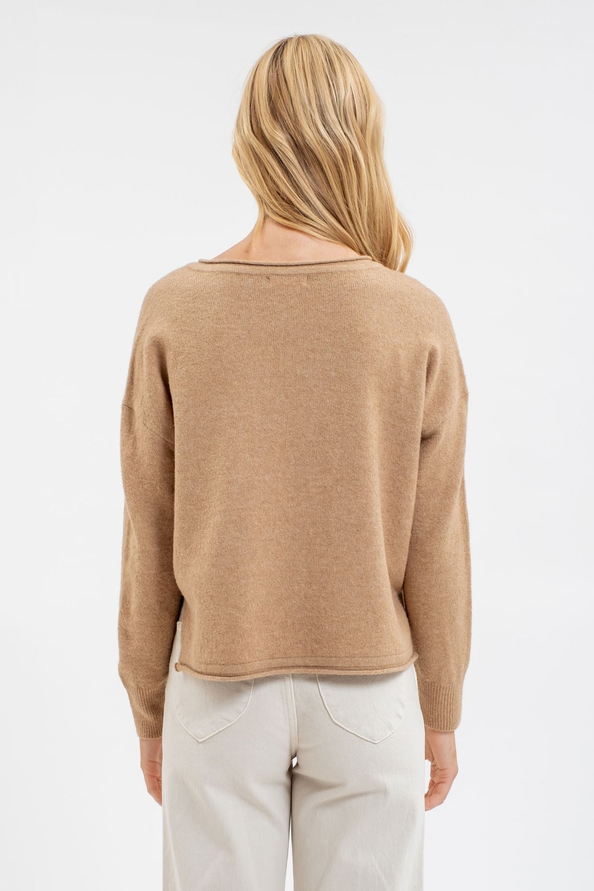 Cozy Cutout Sweater in Almond