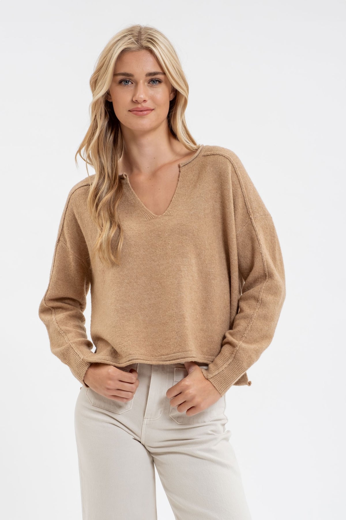 Cozy Cutout Sweater in Almond