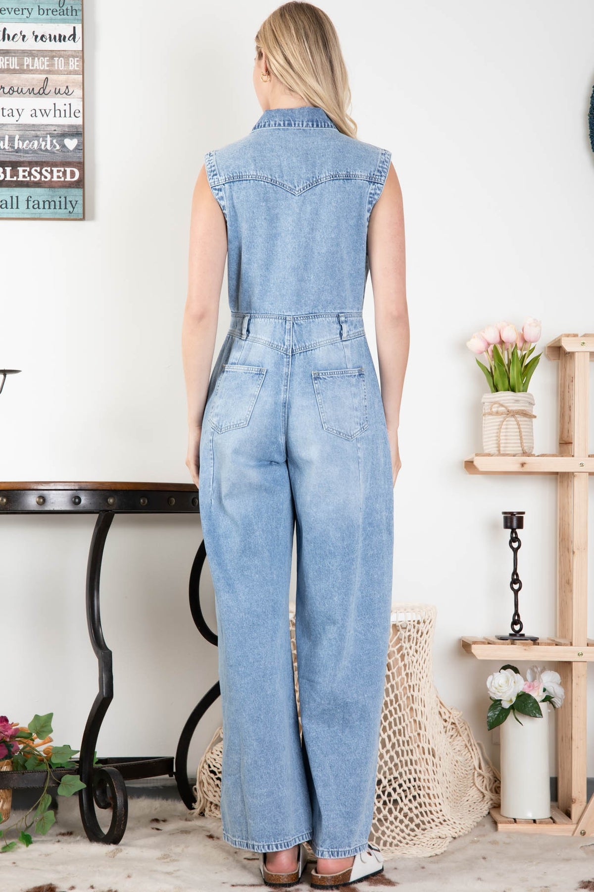 Button Me Up Denim Jumpsuit