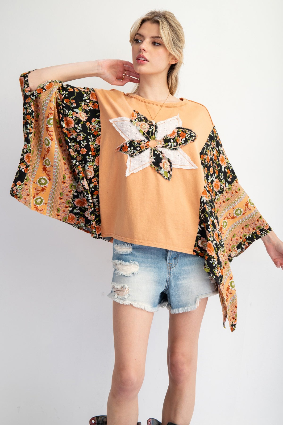 Wildflower Poncho Top in Terracotta