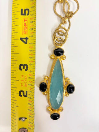 24K Gold Filled Amazonite and Onyx Pendant Necklace - Shop Rust & Ruffles