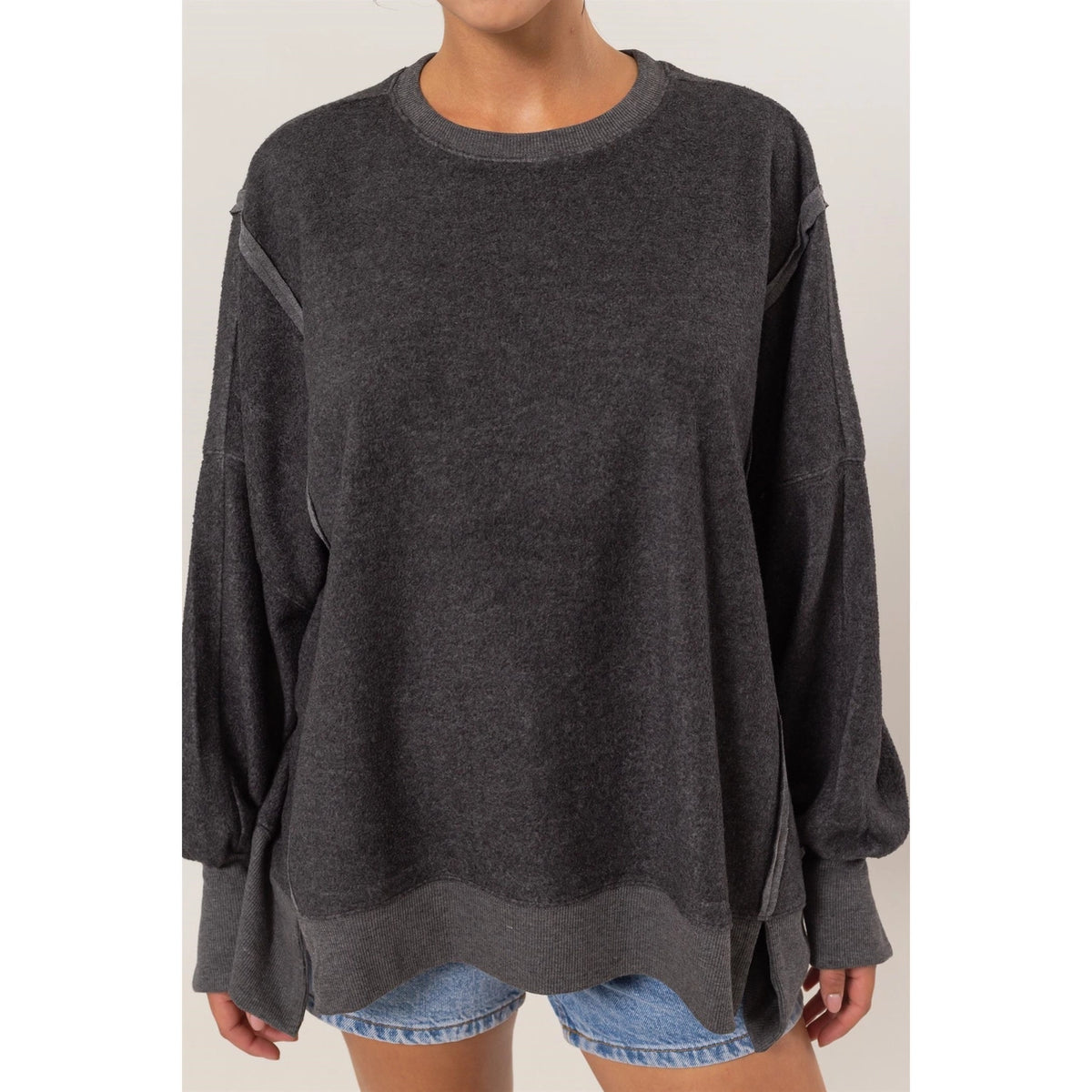 Lounge Bound Sweatshirt in Charcoal