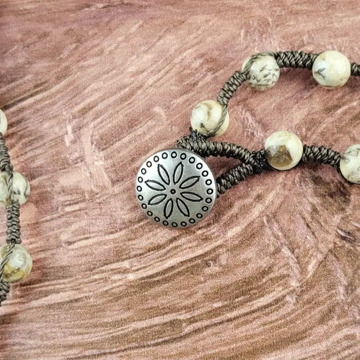 Bone Moon Tibetan Pendant Beaded Necklace