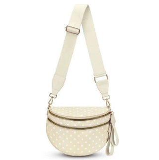 Polka Dot Nylon Sling Bag in Beige