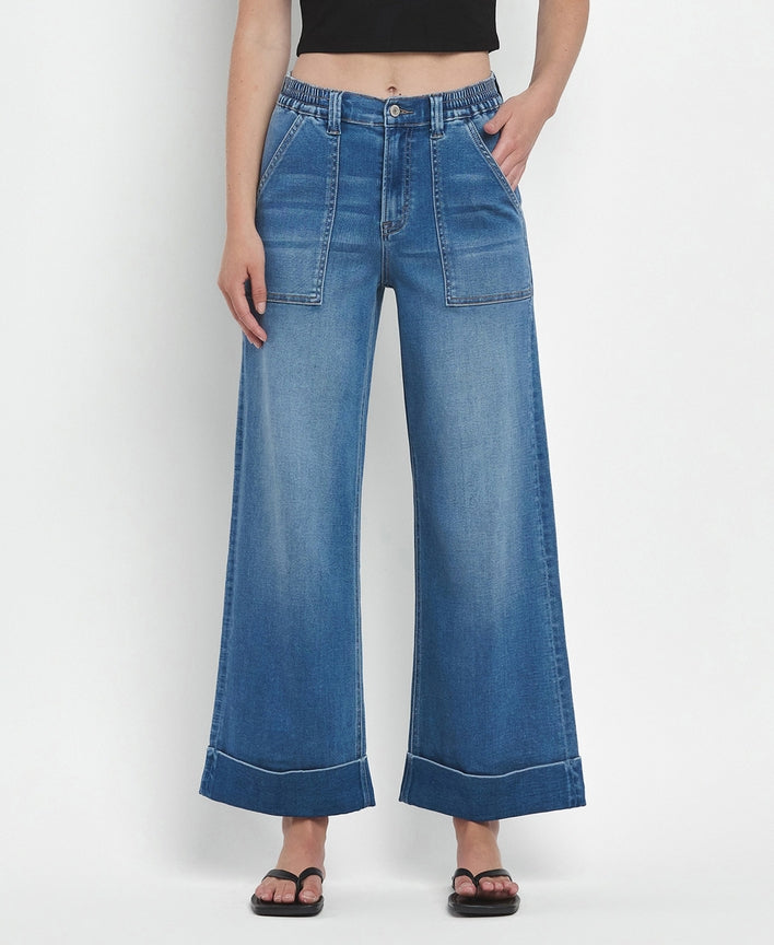 Kris Cuffed Wide Leg Vervet Jeans