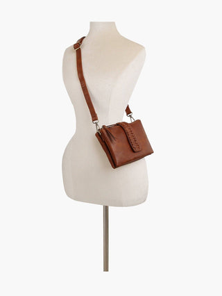 Katie Two-Compartment Crossbody Bag with Braid Detail: Mauve