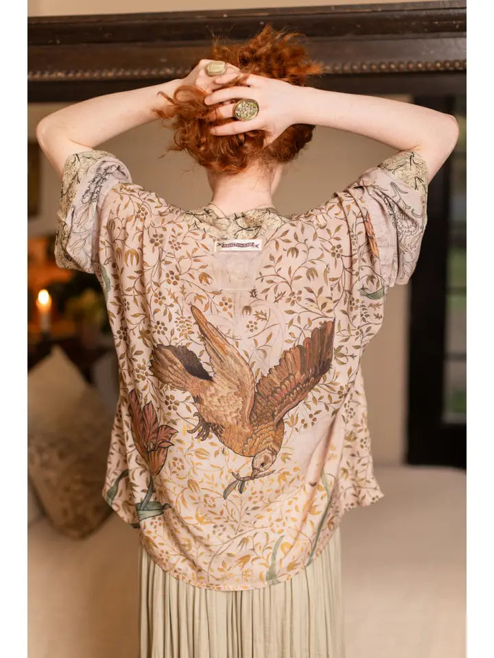 Folklore Birds of Peace Cropped Kimono