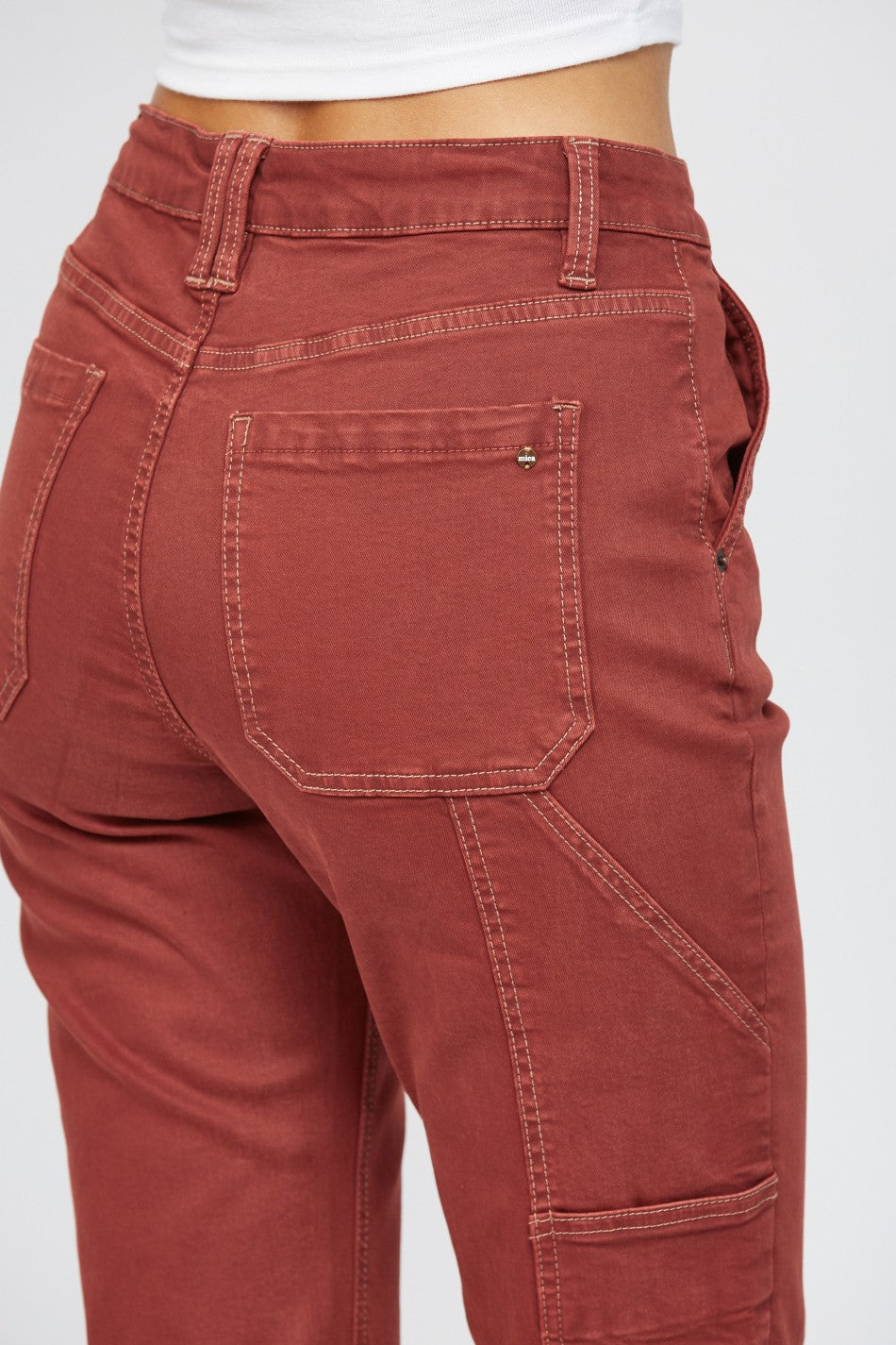 Working Hard Mica Crop Denim in Dark Rust