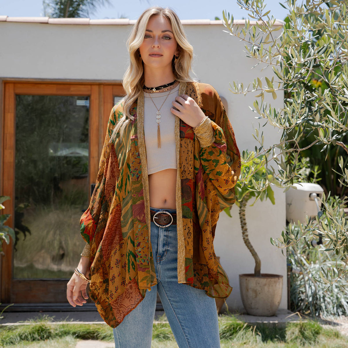 Patchwork Poet Kimono in Marigold