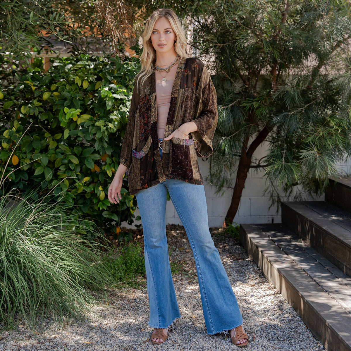 Patch Perfect Kimono in Amber