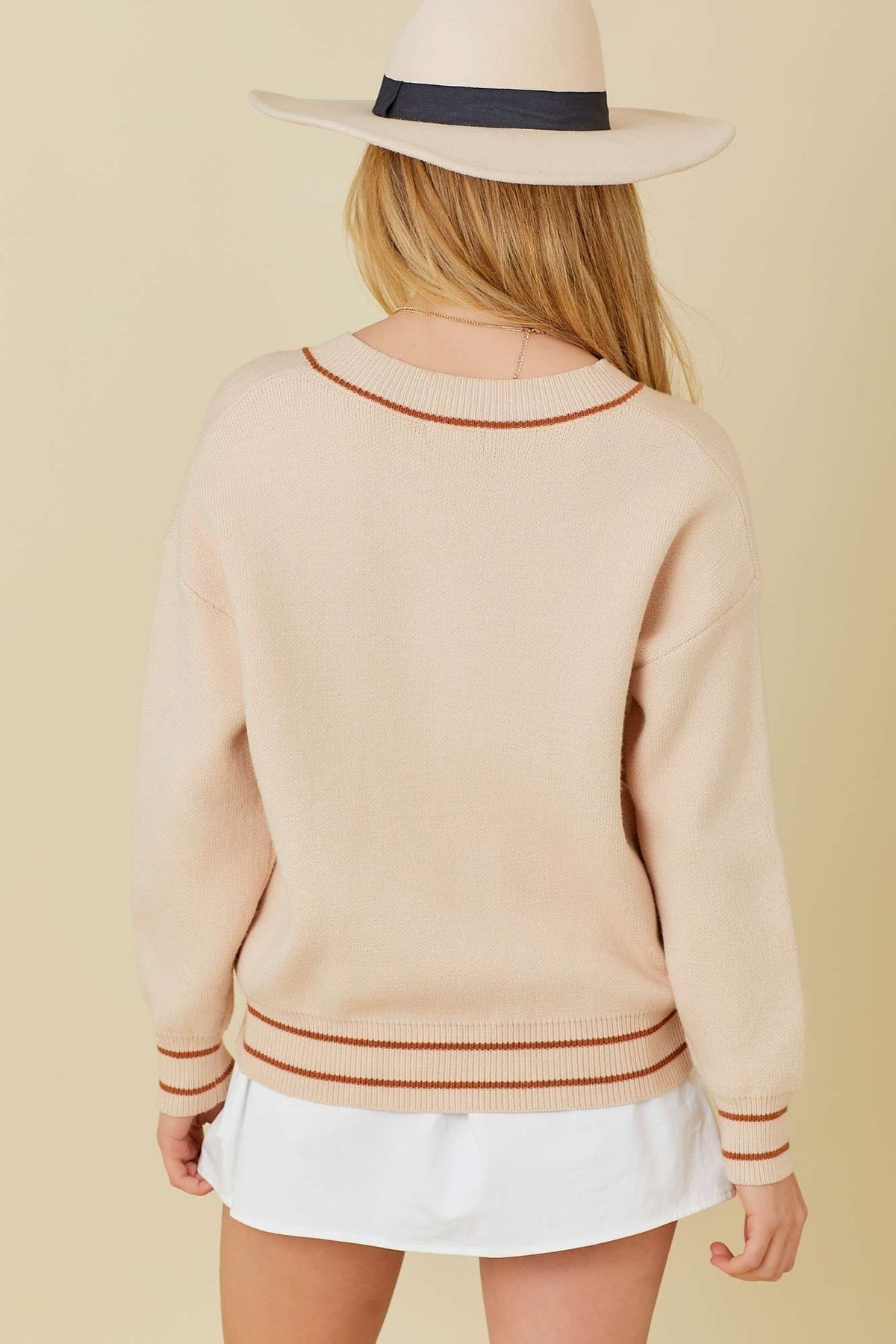 Nashville Varsity Sweater in Taupe