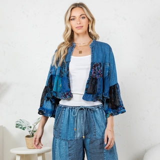 Boho Babe Bell Sleeve Kimono in Indigo
