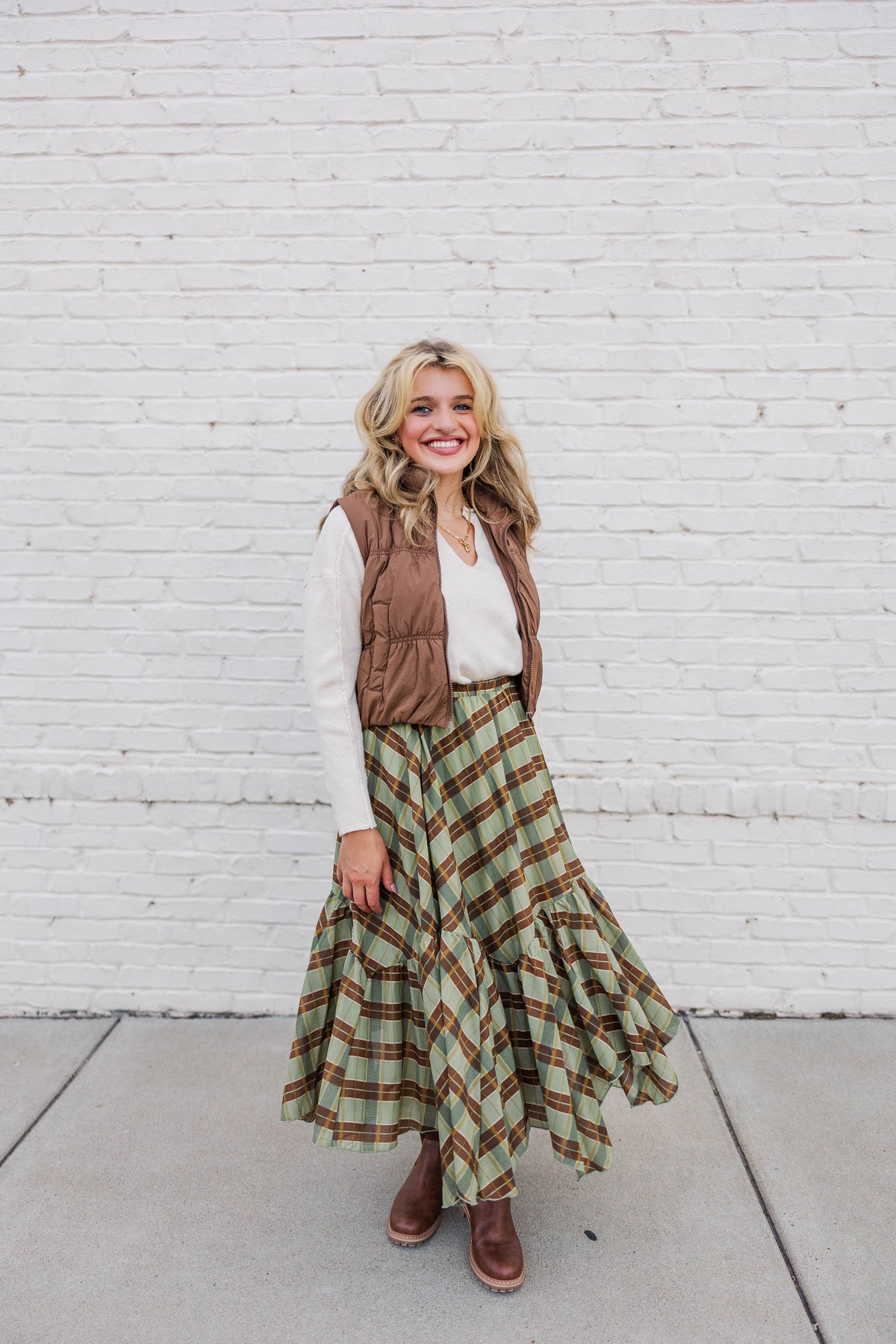 Harvest Plaid Midi Skirt