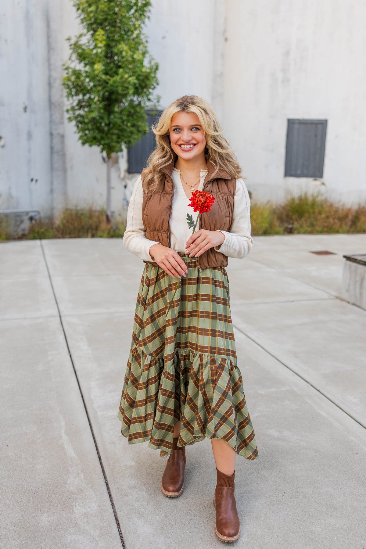 Harvest Plaid Midi Skirt