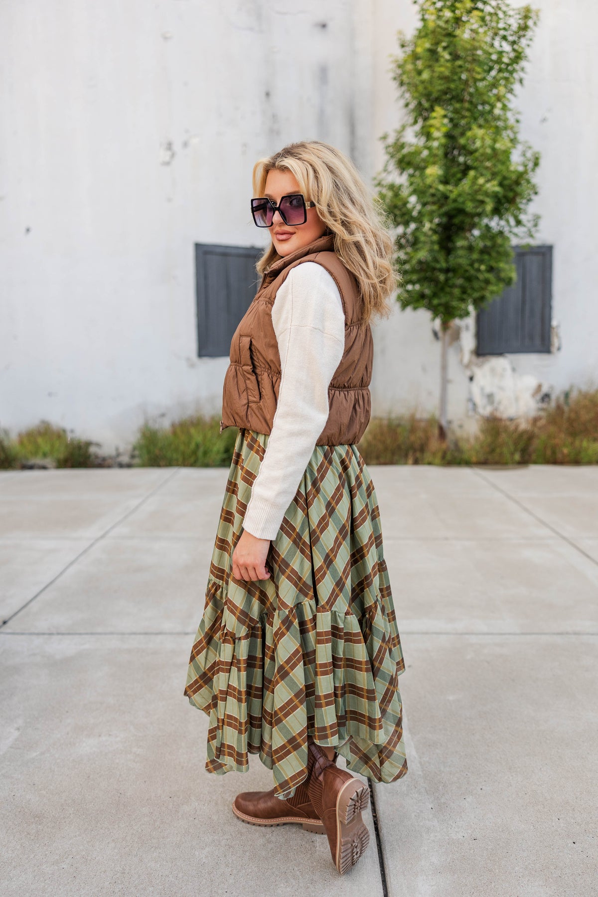 Harvest Plaid Midi Skirt