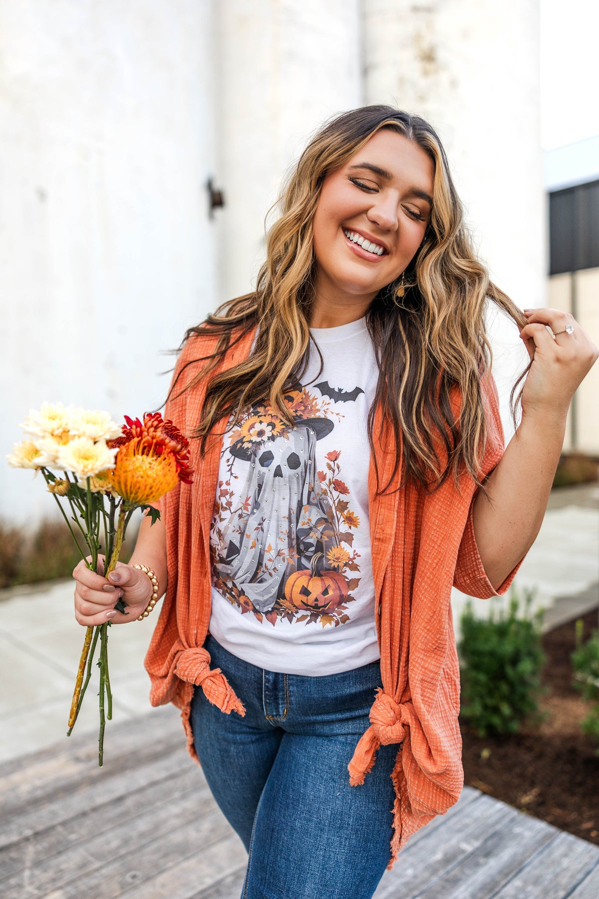 Carefree Oversized Top in Coral Brick