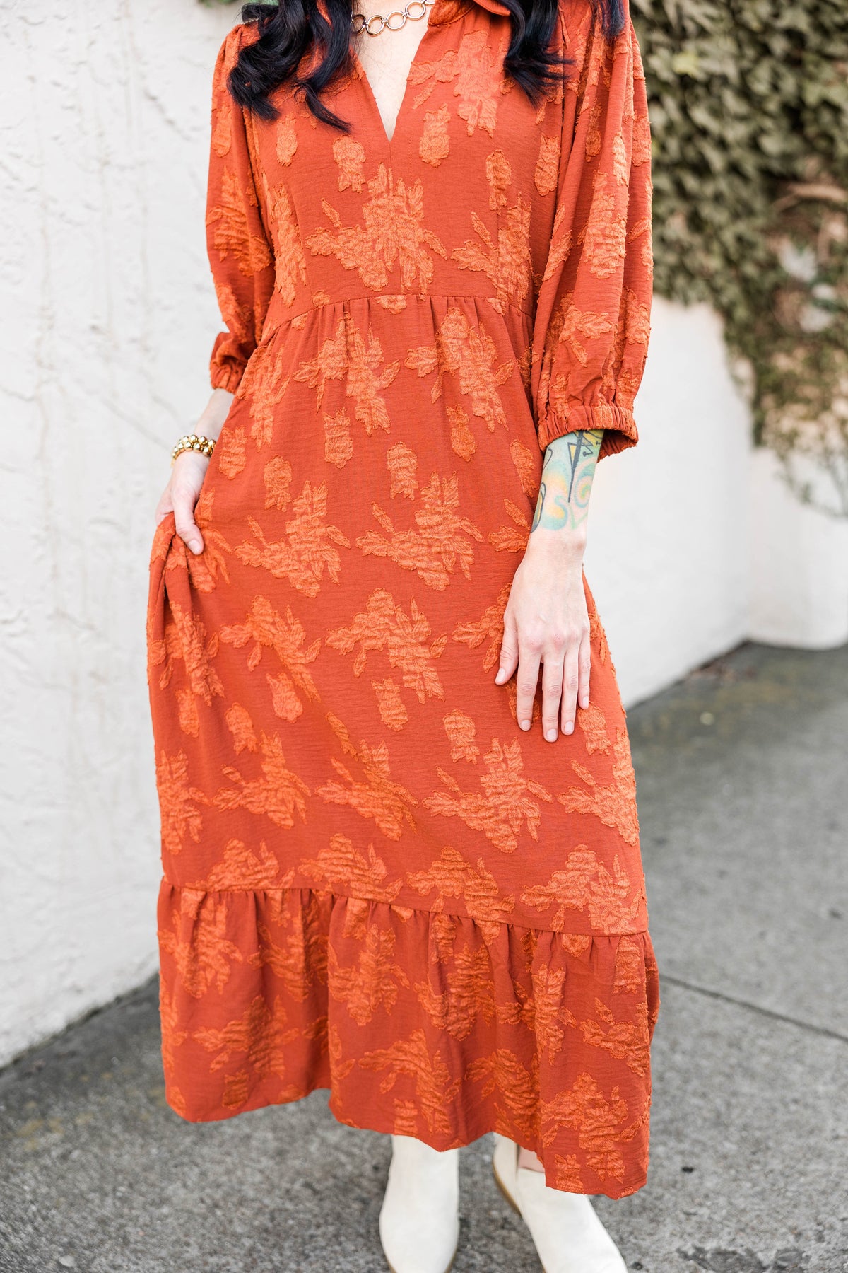 Rustling Leaves Midi Dress