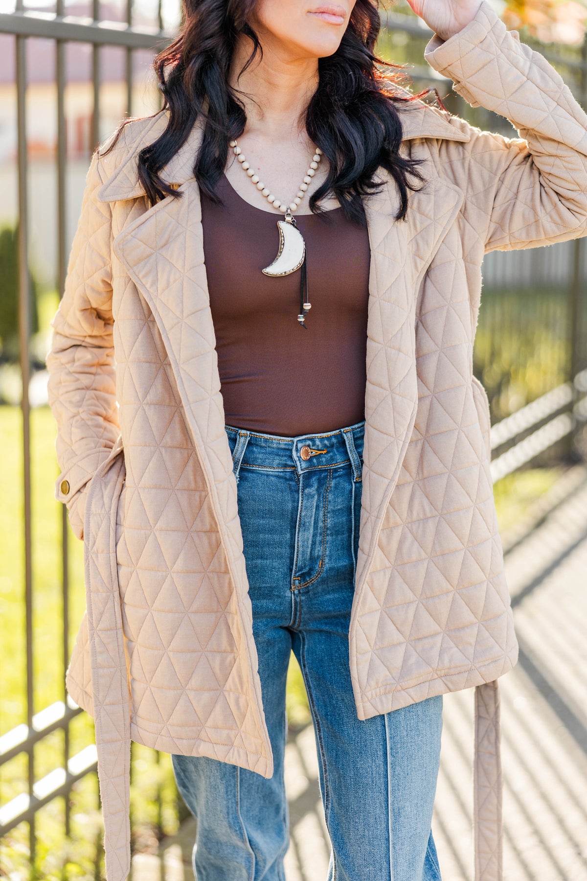 Quilted Perfection Jacket in Taupe