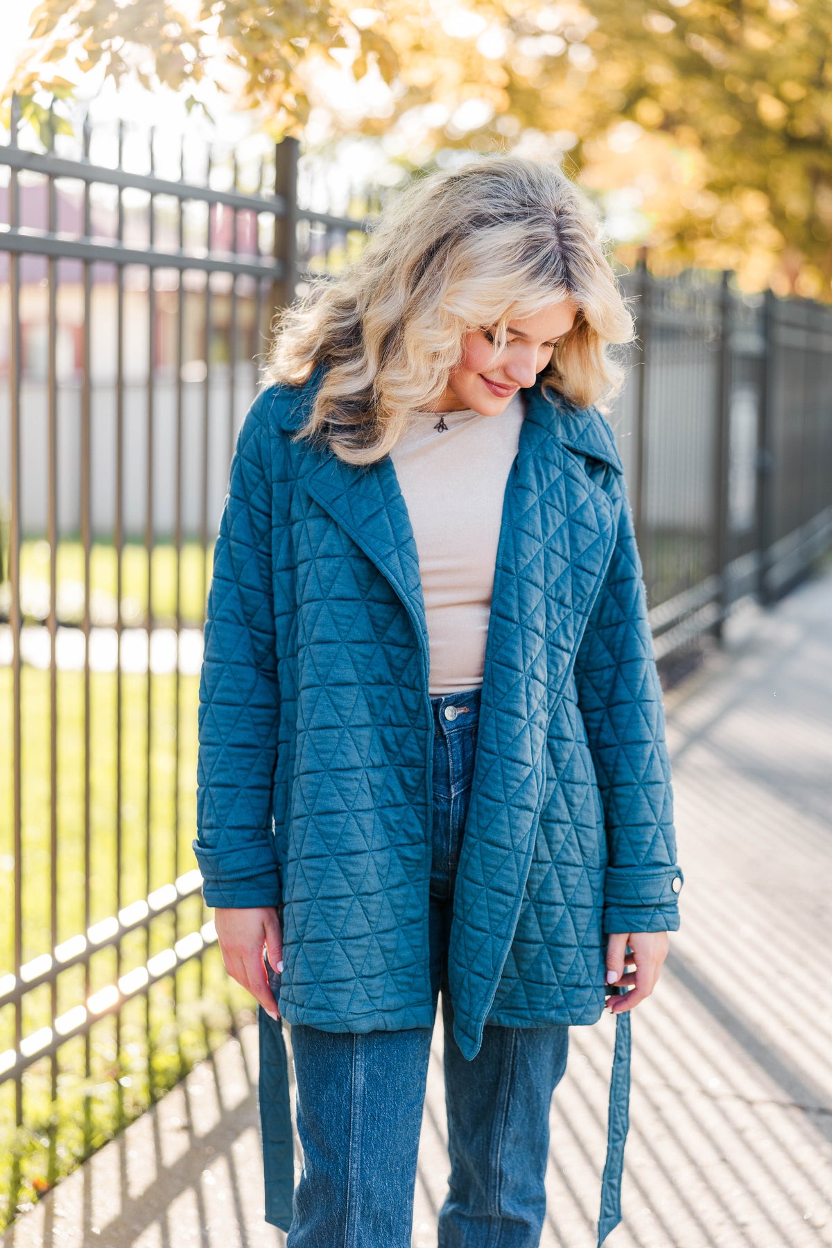 Quilted Perfection Jacket in Teal