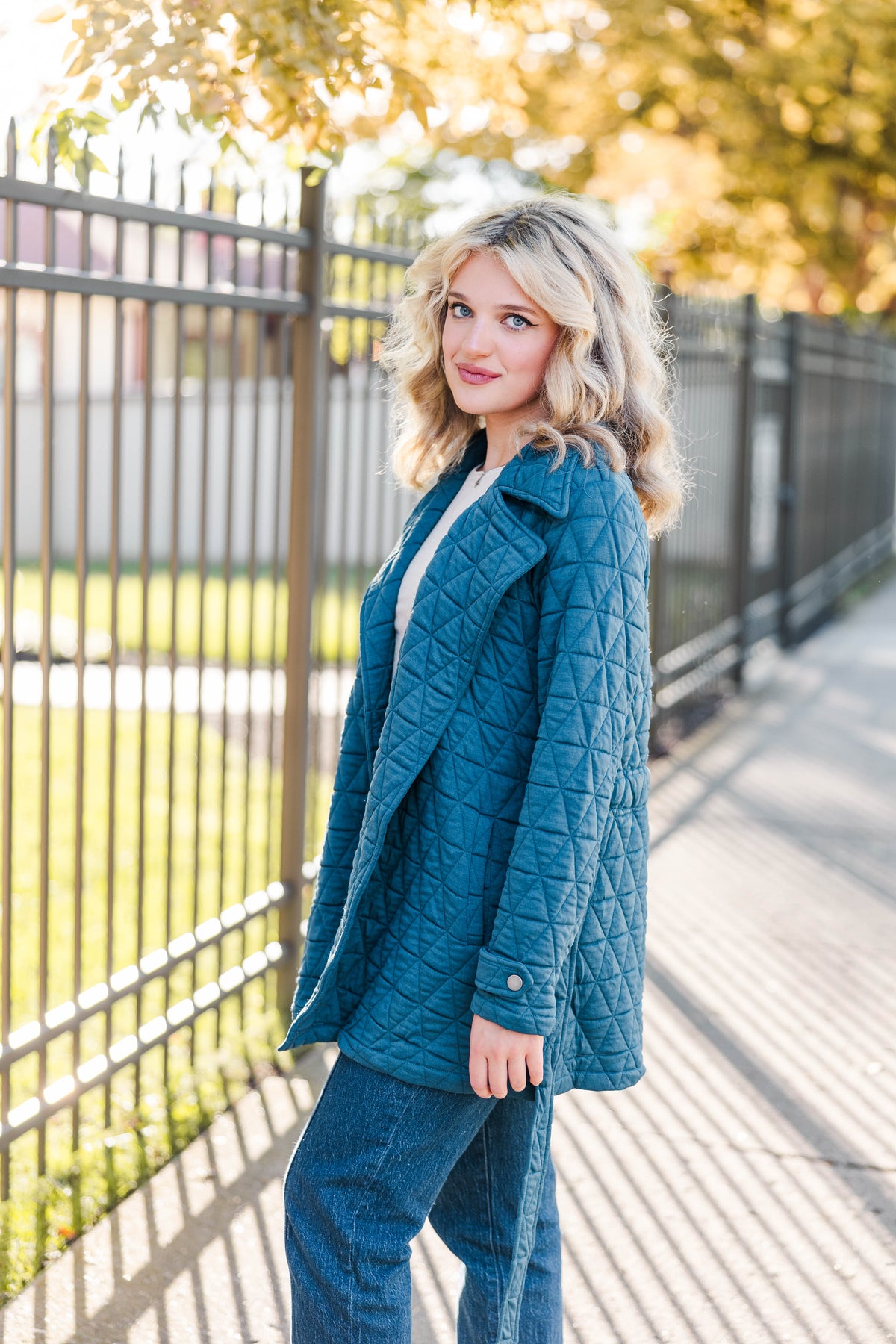 Quilted Perfection Jacket in Teal