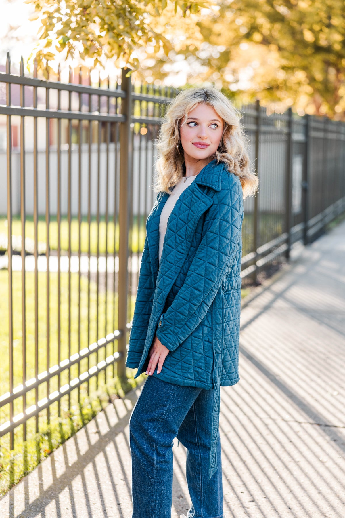 Quilted Perfection Jacket in Teal