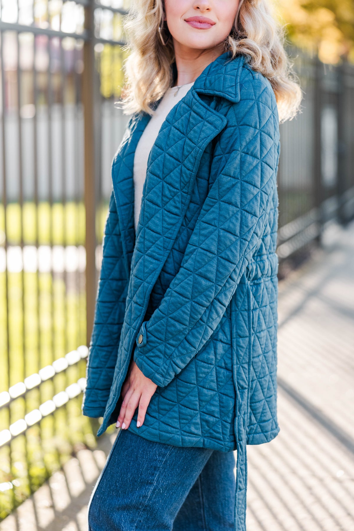 Quilted Perfection Jacket in Teal