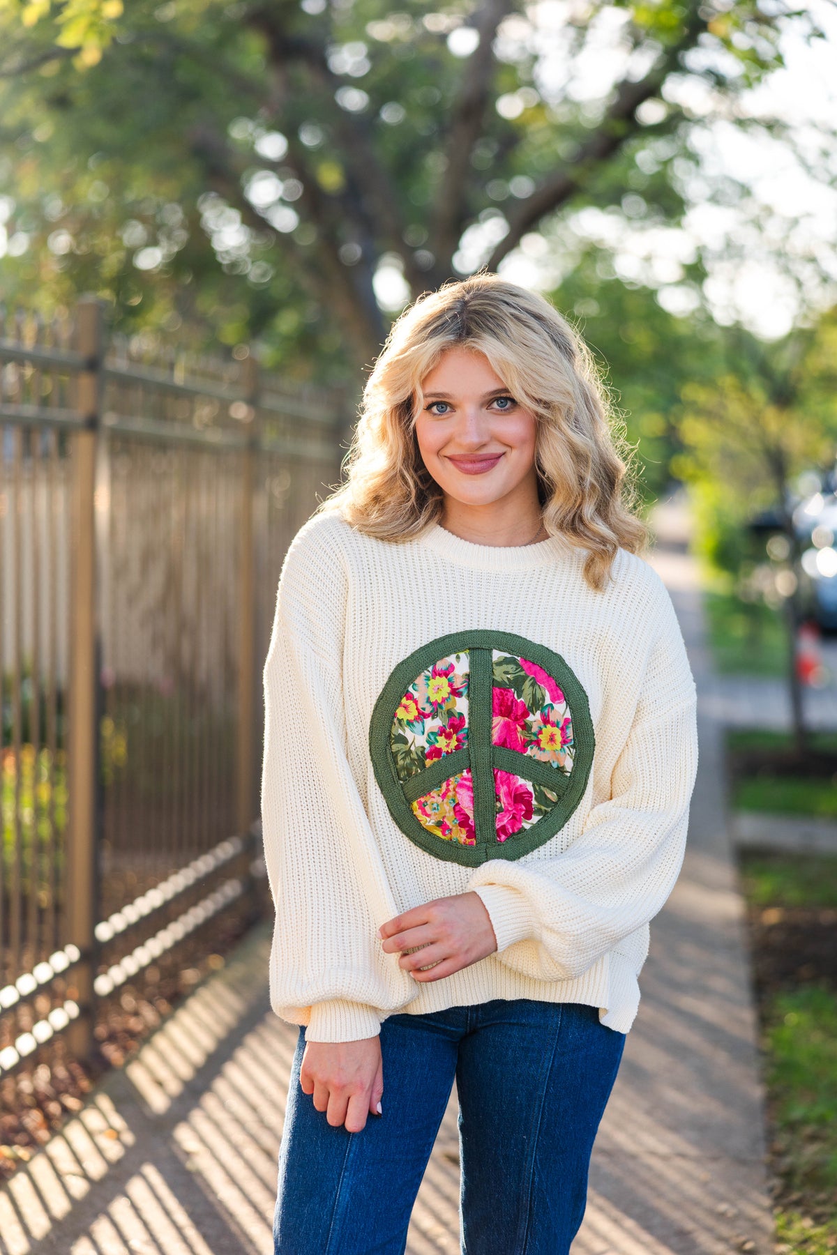 Garden of Peace Sweater in Cream