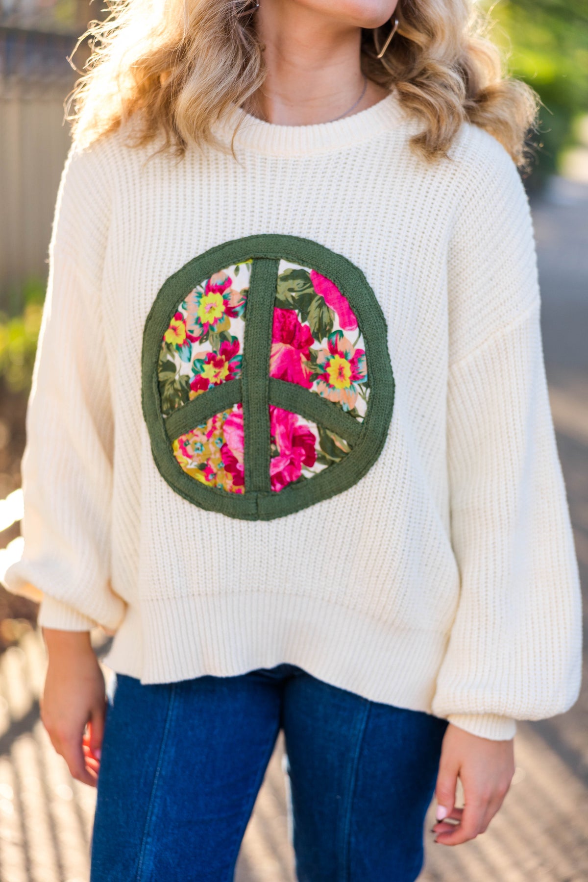 Garden of Peace Sweater in Cream