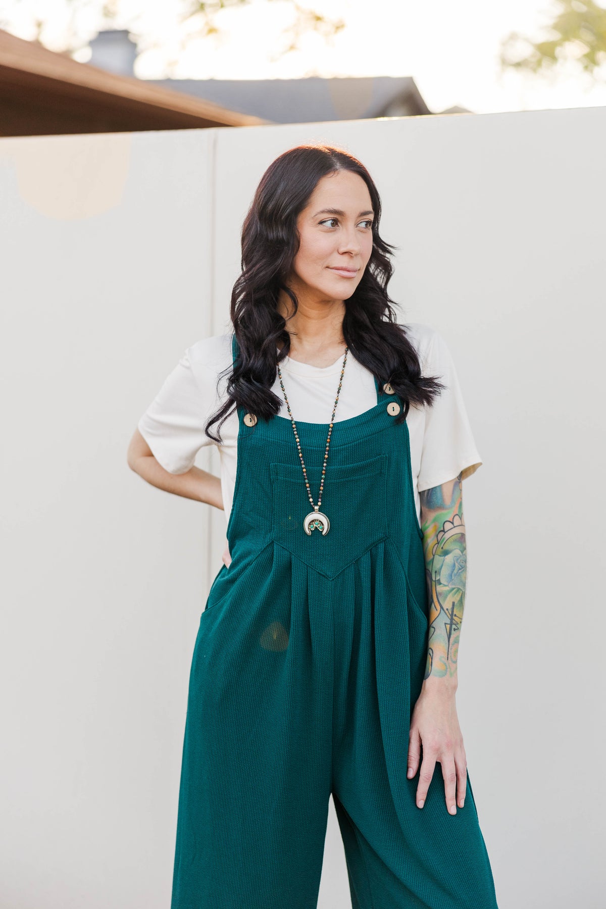 Everyday Flair Wide Leg Jumpsuit in Green